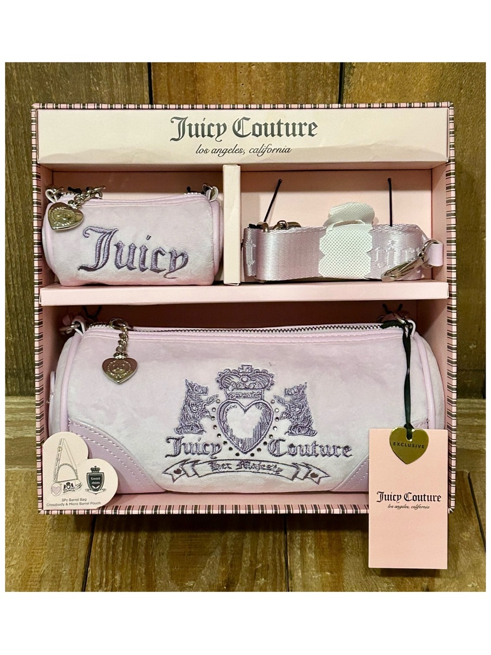 Juicy Couture Heritage 3-Piece Barrel Bag Boxed Gift Set.  NEW! - Picture 3 of 16